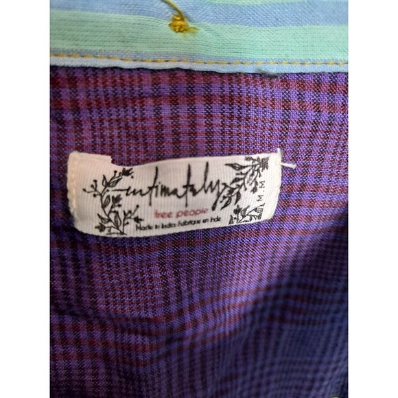 Intimately Free People Patchwork Button Down Shirt Striped‎ Plaid M - Picture 6 of 10